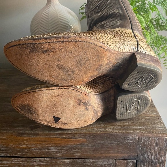 Vtg Tony Lama Mens Python Snakeskin Exotic Cowboy Western Boots 10.5 3E Brown - Picture 7 of 12